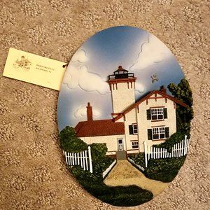 3D clay handpainted Hertford inlet / wildwood NJ lighthouse plaque New